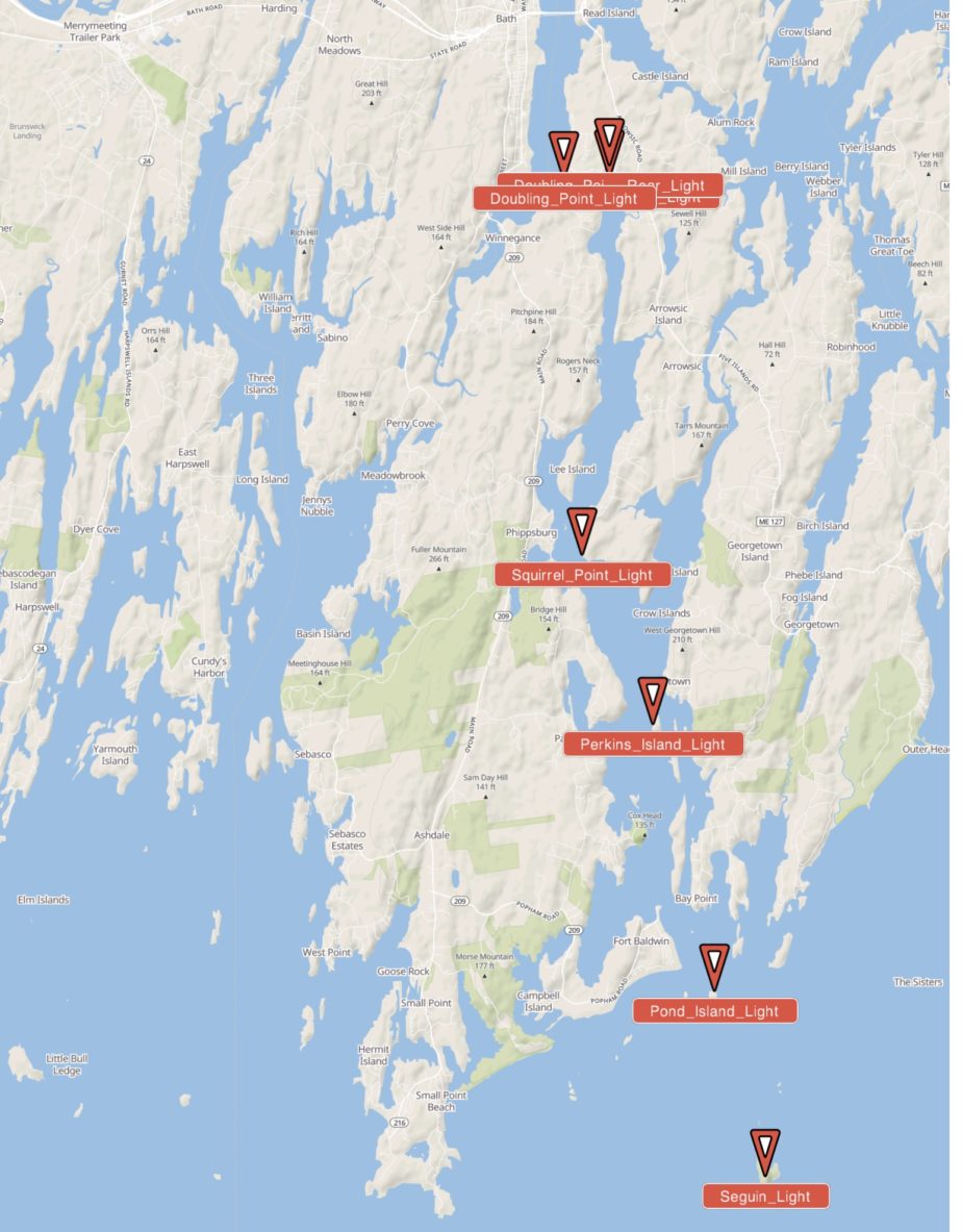 Kennebec River Lighthouses and Range Androken Aerial